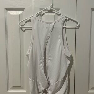 Fabletics White Backless Tie Front Tank Top